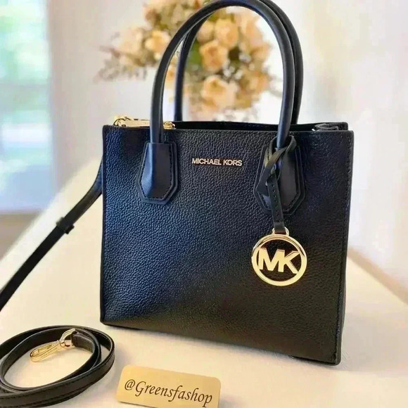 Michael Kors purse mercer Hope messenger crossbody bag black leather - Picture 2 of 10